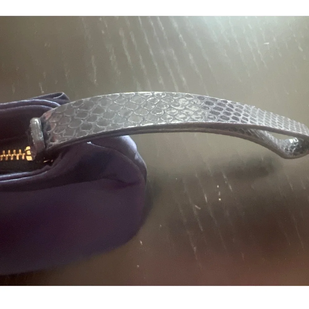 Kate Spade‎ Navy Blue Satin Bow Wristlet Clutch Snakeskin Strap Evening Bag